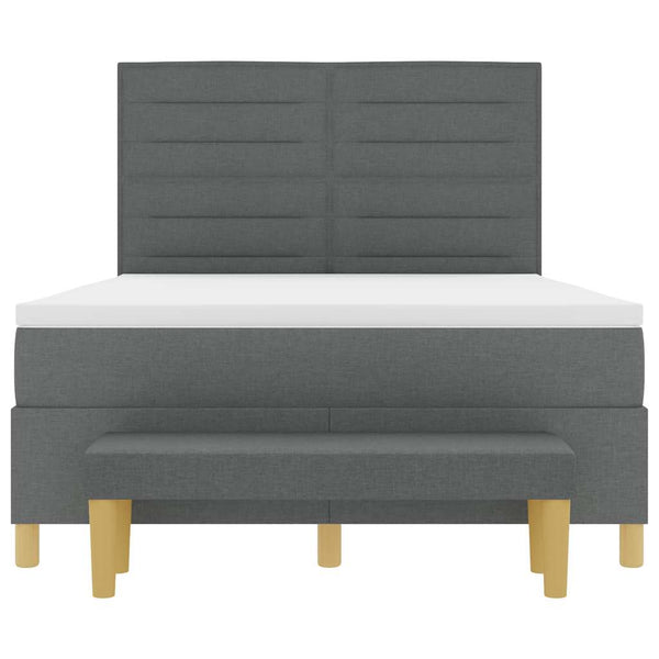 vidaXL Lit boxspring avec oreillers Gris foncé 200 x 140 cm Tissu