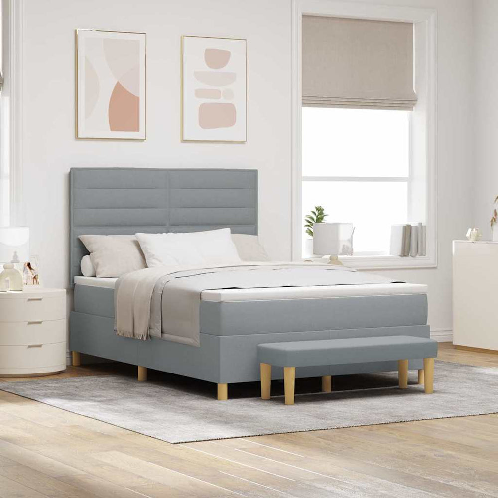 vidaXL Box Spring Bed with Cushions Light Grey 200 x 160 cm Fabric