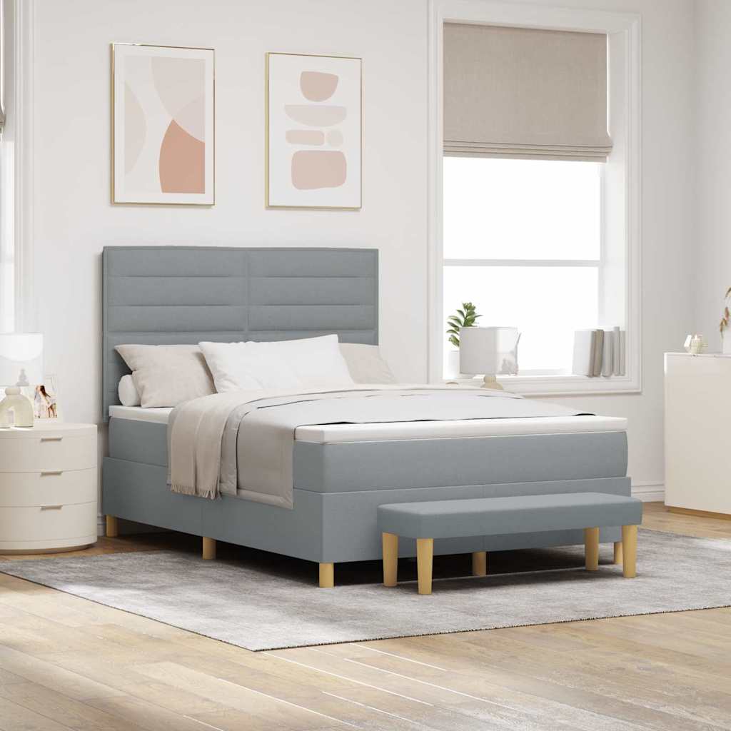 vidaXL Lit coffre avec oreillers gris clair 200 x 160 cm tissu