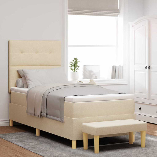Boxspringbett Creme 200x80 cm mit Kissen