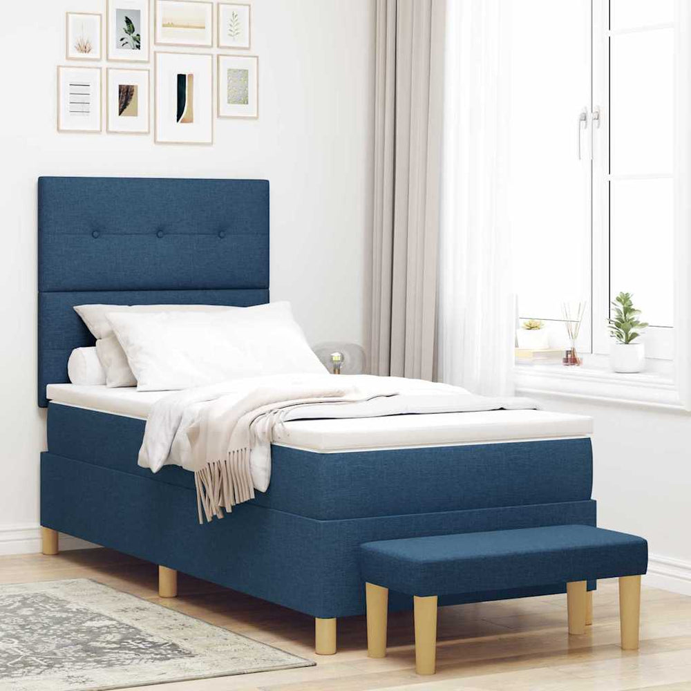 vidaXL Lit à ressorts avec oreillers et tête de lit Bleu 200 x 80 cm Tissu