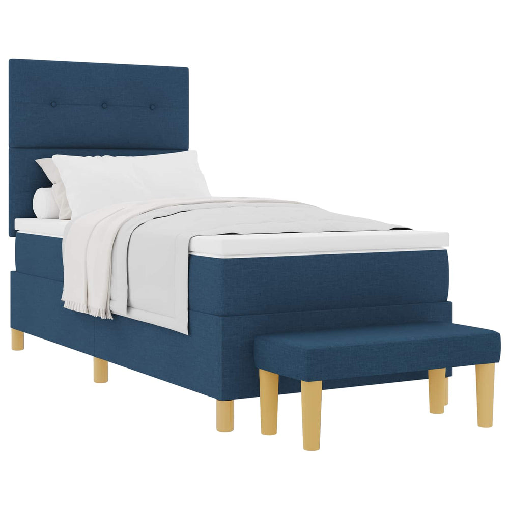 vidaXL Lit à ressorts avec oreillers et tête de lit Bleu 200 x 80 cm Tissu