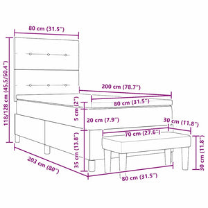 Boxspringbett Blau 200x80 cm mit Kissen