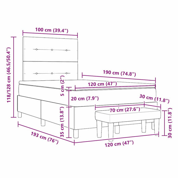 Boxspringbett Creme 190x120 cm mit Kopfteil