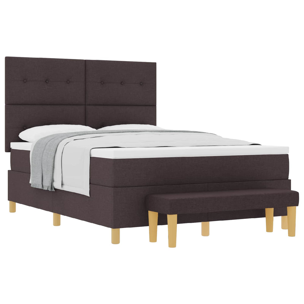 vidaXL Box Spring Bed with Pillows Dark Brown 200 x 140 cm Fabric