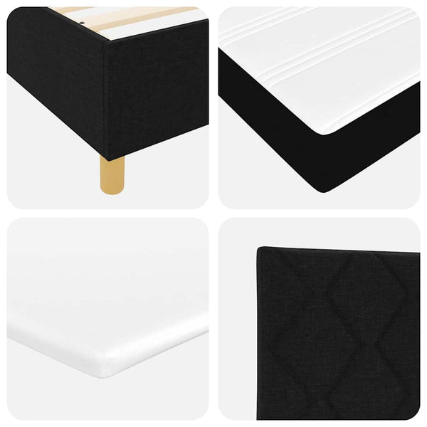 Boxspringbett mit Kissen, Kopfteil Schwarz 200x80cm