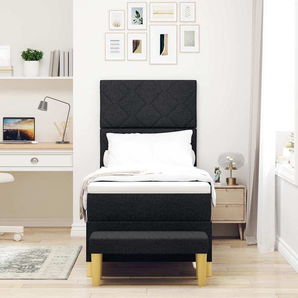 Boxspringbett mit Kissen, Kopfteil Schwarz 200x80cm