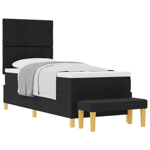Boxspringbett mit Kissen, Kopfteil Schwarz 200x80cm