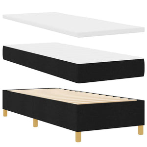 Boxspringbett mit Kissen, Kopfteil Schwarz 200x80cm