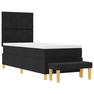 Boxspringbett mit Kissen, Kopfteil Schwarz 200x80cm