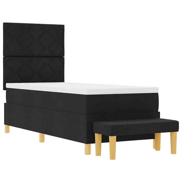 Boxspringbett mit Kissen, Kopfteil Schwarz 200x80cm