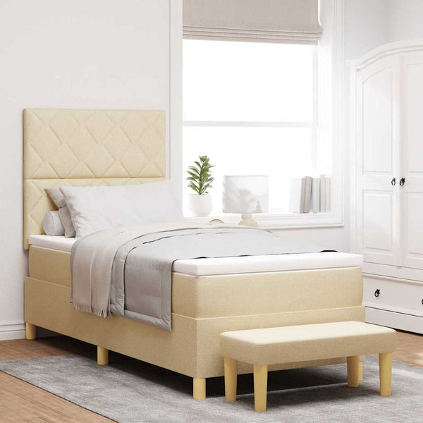 Boxspringbett Creme mit Kissen 200x100 cm