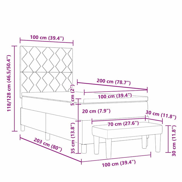 Boxspringbett Creme mit Kissen 200x100 cm