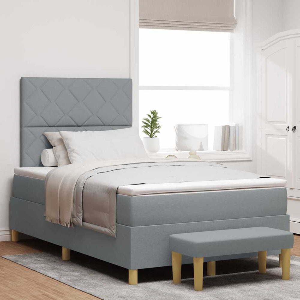 vidaXL Box Spring Bed with Pillows Light Grey 200 x 120 cm Fabric