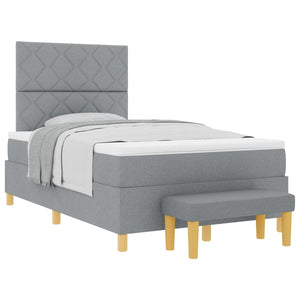 Boxspringbett Hellgrau 200x120 cm mit Kissen