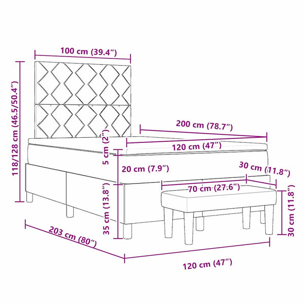 Boxspringbett Hellgrau 200x120 cm mit Kissen