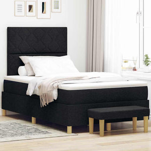vidaXL Lit tapissier avec oreillers Noir 200 x 120 cm Tissu