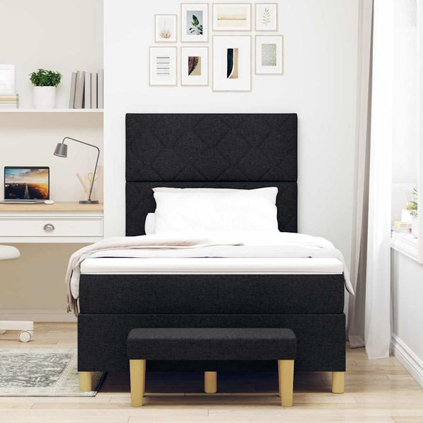 vidaXL Lit tapissier avec oreillers Noir 200 x 120 cm Tissu