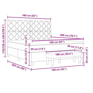Boxspringbett mit Kissen Schwarz 200x160 cm