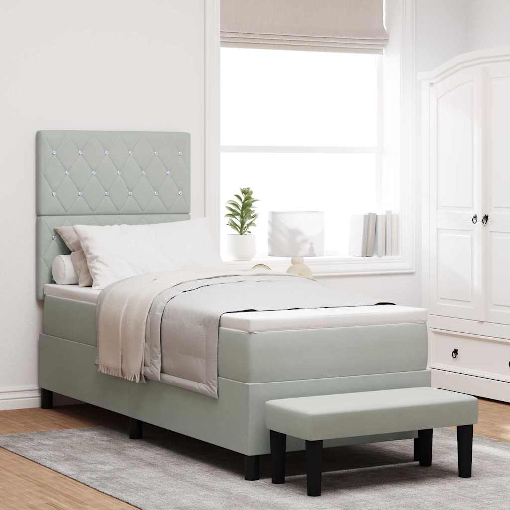 Boxspringbett Hellgrau 200x80 cm mit Kissen