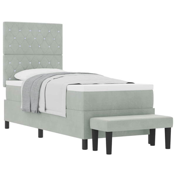Boxspringbett Hellgrau 200x80 cm mit Kissen