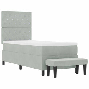 Boxspringbett Hellgrau 200x80 cm mit Kissen