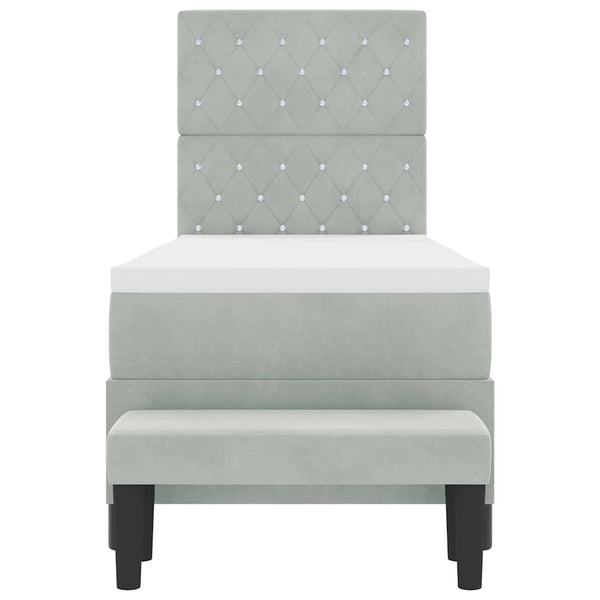 Boxspringbett Hellgrau 200x80 cm mit Kissen