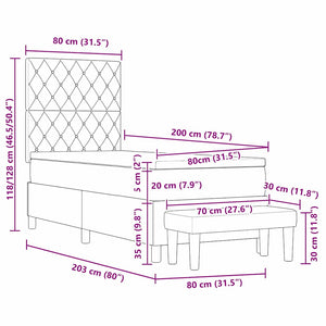 Boxspringbett Dunkelblau 200x80 cm Samt