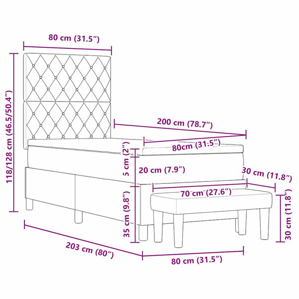 Boxspringbett Dunkelblau 200x80 cm Samt