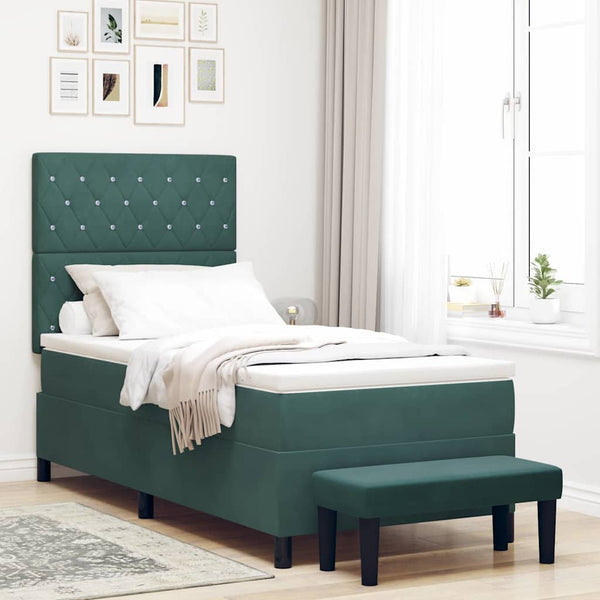Boxspringbett Dunkelgrün Samt 200x100 cm mit Kissen