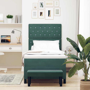 Boxspringbett Dunkelgrün Samt 200x100 cm mit Kissen