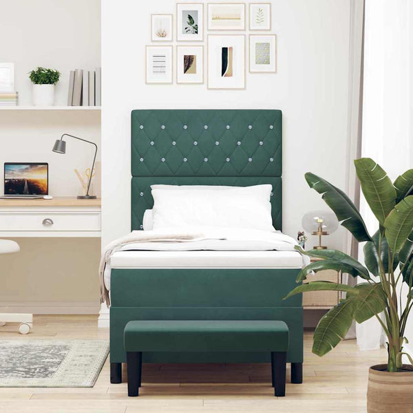 Boxspringbett Dunkelgrün Samt 200x100 cm mit Kissen