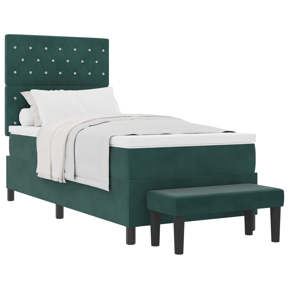 vidaXL Lit tapissier avec oreillers vert foncé 200 x 100 cm Velours