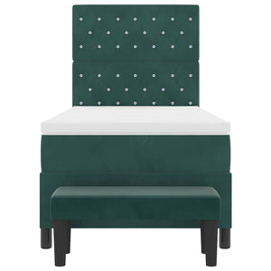 Boxspringbett Dunkelgrün Samt 200x100 cm mit Kissen