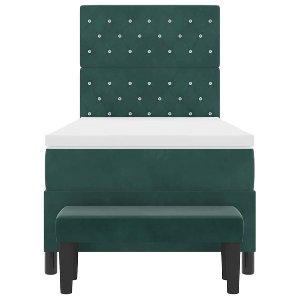 Boxspringbett Dunkelgrün Samt 200x100 cm mit Kissen