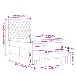 Boxspringbett Dunkelgrün Samt 200x100 cm mit Kissen