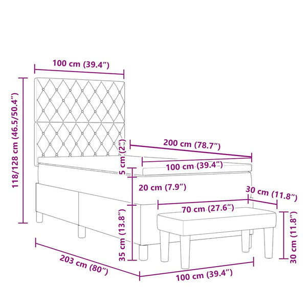 Boxspringbett Dunkelgrün Samt 200x100 cm mit Kissen