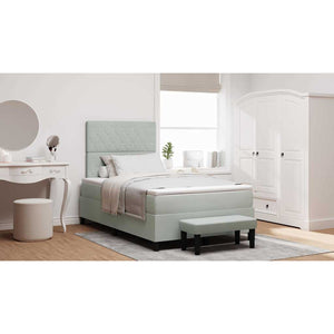 Boxspringbett Hellgrau Samt 190x120 cm