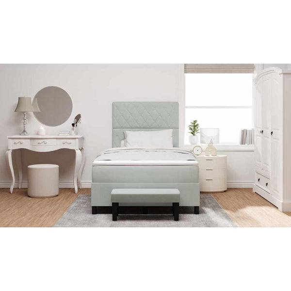 Boxspringbett Hellgrau Samt 190x120 cm