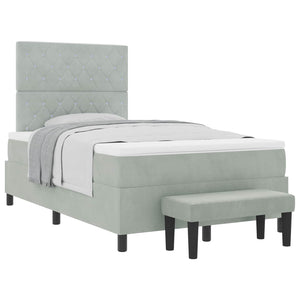 Boxspringbett Hellgrau Samt 190x120 cm