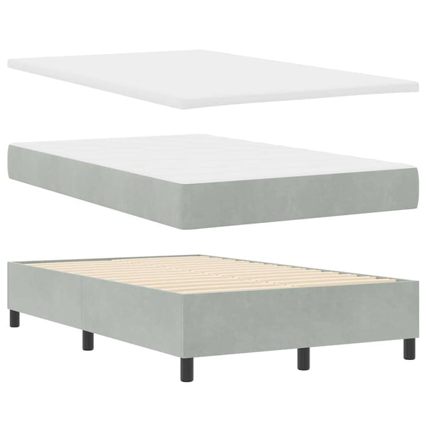 Boxspringbett Hellgrau Samt 190x120 cm