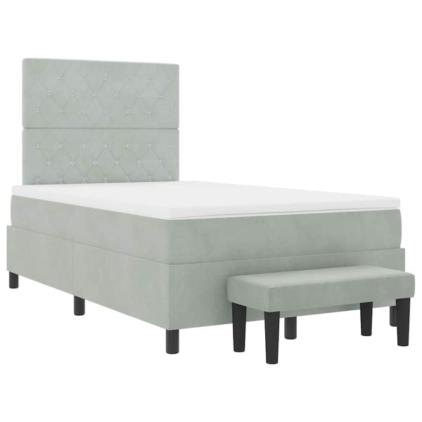 Boxspringbett Hellgrau Samt 190x120 cm