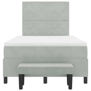 Boxspringbett Hellgrau Samt 190x120 cm