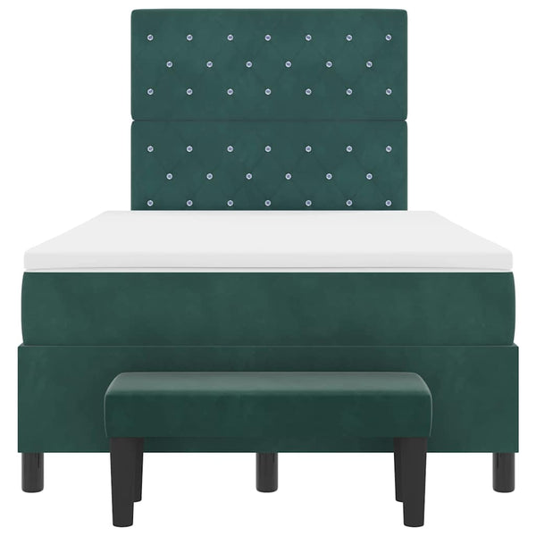 vidaXL Lit coffre tapissier avec tête de lit vert foncé 190 x 120 cm velours