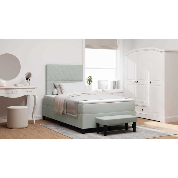 Boxspringbett Hellgrau Samt 200x120 cm