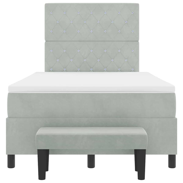 Boxspringbett Hellgrau Samt 200x120 cm