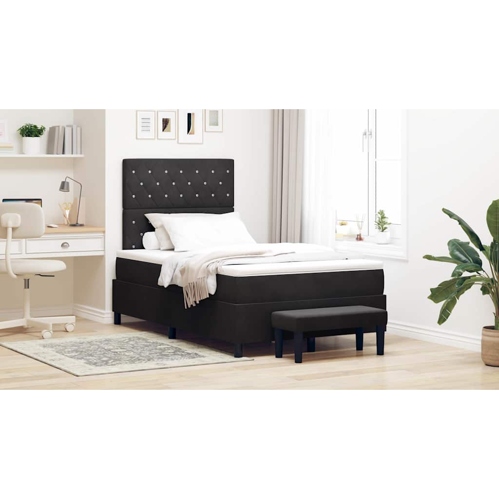 Boxspringbett Schwarz Samt 200x120 cm