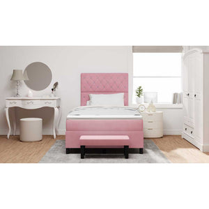 vidaXL Lit coffre avec tête de lit Rose 200 x 120 cm Velours