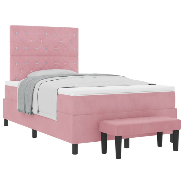 vidaXL Lit coffre avec tête de lit Rose 200 x 120 cm Velours