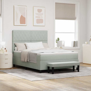 vidaXL Lit boxspring avec oreillers Gris clair 200 x 140 cm Velours